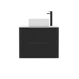 Royal Bathrooms Avenza 800mm Matt Obsidian Black Wall Hung Bathroom Countertop Vanity Unit 2 Drawer With Elena Basin - thumbnail 6
