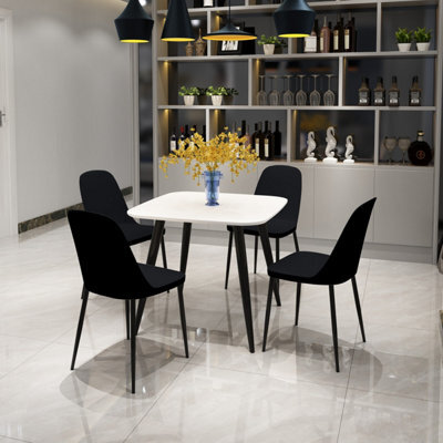 Core Products Aspen White 80Cm Square Dining Table With 4 Black Plastic Duo Design Chairs - image 1