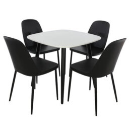 Core Products Aspen White 80Cm Square Dining Table With 4 Black Plastic Duo Design Chairs - thumbnail 2