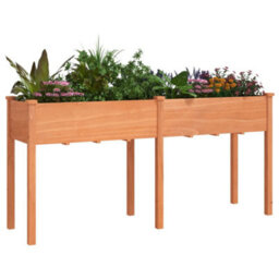 Berkfield Planter With Liner Brown 161X45X76 Cm Solid Wood Fir - thumbnail 3