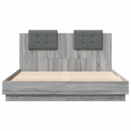 Berkfield Bed Frame With Led Without Mattress Grey Sonoma 120X200 Cm - thumbnail 6