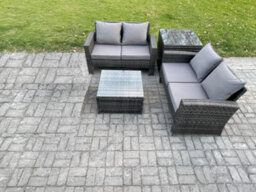 Fimous Rattan Garden Furniture Set Rattan Furniture Sofa Weaving Wicker Includes 2 Double Seat Sofa, Coffee Table And Side Table - thumbnail 2