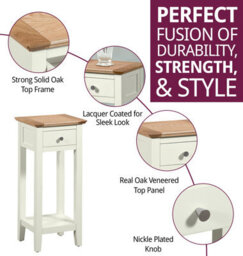 Hallowood Furniture Clifton Oak Painted Small Telephone Table - thumbnail 2