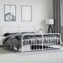 Berkfield Metal Bed Frame With Headboard And Footboard White 200X200 Cm - thumbnail 4