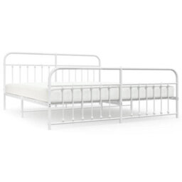 Berkfield Metal Bed Frame With Headboard And Footboard White 200X200 Cm - thumbnail 2