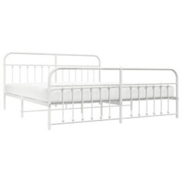 Berkfield Metal Bed Frame With Headboard And Footboard White 200X200 Cm - thumbnail 3