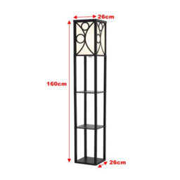 Living And Home 160Cm E27 Base Geometric Pattern Wooden Floor Lamp Floor Light With Storage Shelves And Foot Switch For Bedroom Living Room - thumbnail 9