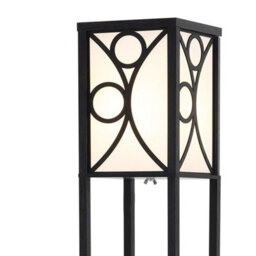 Living And Home 160Cm E27 Base Geometric Pattern Wooden Floor Lamp Floor Light With Storage Shelves And Foot Switch For Bedroom Living Room - thumbnail 6