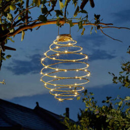 Smart Solar Led 28Cm Mega Spiralight Hanging Lantern Warm White Silver - thumbnail 1