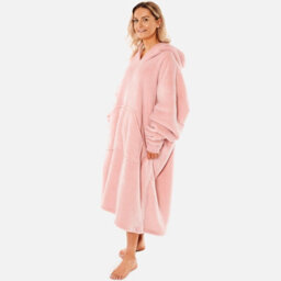 Ohs Long Hoodie Blanket Soft Sherpa Fleece Oversized Sweatshirt - Blush - thumbnail 3