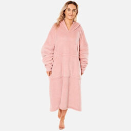 Ohs Long Hoodie Blanket Soft Sherpa Fleece Oversized Sweatshirt - Blush - thumbnail 4