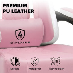 Luckracer Gaming Chair With Footrest, Ergonomic Computer Desk Chair With Pocket Spring Cushion, Home Office Chair, Pink - thumbnail 7