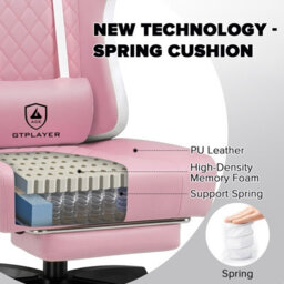 Luckracer Gaming Chair With Footrest, Ergonomic Computer Desk Chair With Pocket Spring Cushion, Home Office Chair, Pink - thumbnail 5