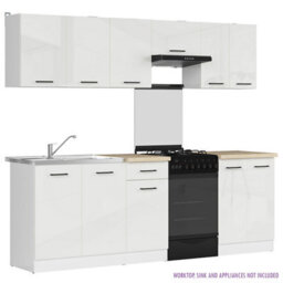 Heze Furniture Summer 7 Unit Kitchen Cabinets Set 240Cm In Chalk White Gloss - thumbnail 2