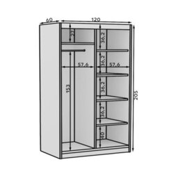 Sliding Door Wardrobe Delia 120 With Slats Artisan With Black - thumbnail 4
