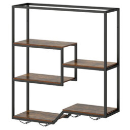 Gainoom Wine Rack Wall Mounted 5-Tier Wine Bottle Display Shelf With 4 Wine Glass Holders & Sturdy Metal Frame - thumbnail 9