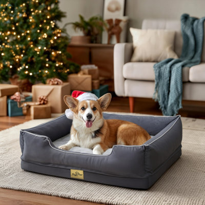 Bingopaw 77X63X18Cm Orthopedic Dog Bed, Calming Pet Sofa Couch Enhanced Bolster, Nonslip Bottom, Grey - image 1