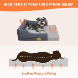 Bingopaw 77X63X18Cm Orthopedic Dog Bed, Calming Pet Sofa Couch Enhanced Bolster, Nonslip Bottom, Grey - thumbnail 3