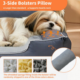 Bingopaw 77X63X18Cm Orthopedic Dog Bed, Calming Pet Sofa Couch Enhanced Bolster, Nonslip Bottom, Grey - thumbnail 4