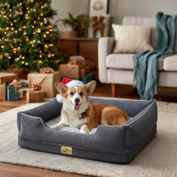 Bingopaw 77X63X18Cm Orthopedic Dog Bed, Calming Pet Sofa Couch Enhanced Bolster, Nonslip Bottom, Grey - thumbnail 1