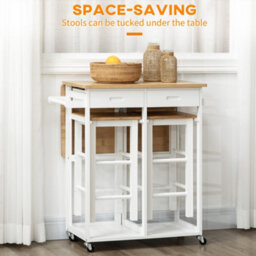Wyld Haus Elvami Vafa Bamboo Drop-Leaf Kitchen Island Set With 2 Stools, Drawers And Towel Rack - White/natural - thumbnail 8