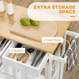 Wyld Haus Elvami Vafa Bamboo Drop-Leaf Kitchen Island Set With 2 Stools, Drawers And Towel Rack - White/natural - thumbnail 7