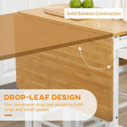 Wyld Haus Elvami Vafa Bamboo Drop-Leaf Kitchen Island Set With 2 Stools, Drawers And Towel Rack - White/natural - thumbnail 5