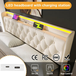 King Pu Ottoman Storage Bed With 360 Led & Charging - thumbnail 6