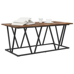 Berkfield Coffee Table - Smoked Oak - 100X50X40 Cm - Engineered Wood And Metal - thumbnail 3