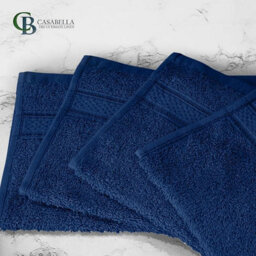 Casabella 12 Pack Flannel Face Cloth - 100% Cotton Face Towels Soft & Absorbent Super Quality Washcloths - thumbnail 3