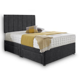 Dining Tables Oslo Matching Headboard Divan Set, 2 Drawer On Same Side With Sprung 1500 Comfort Mattress - Chenille Charcoal - King - thumbnail 4