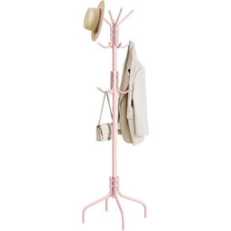 Songmics Standing Coat Organizer With Hooks, Metal Hall Tree For Jackets And Bags, Bedroom Storage Rack, Jelly Pink - thumbnail 7