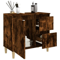 Berkfield Bathroom Cabinet Smoked Oak 65X33X60 Cm Engineered Wood - thumbnail 4