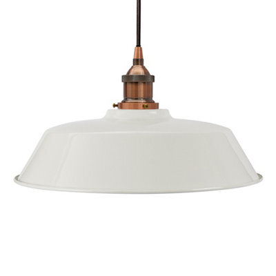 Pale Grey Chancery Painted Dome Pendant Light With Antique Copper Lamp Holder And Black Round Cable - Se Home - image 1