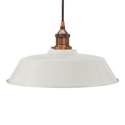 Pale Grey Chancery Painted Dome Pendant Light With Antique Copper Lamp Holder And Black Round Cable - Se Home - thumbnail 1