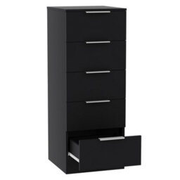 Lassic Vida Designs Trega 5-Drawer Narrow Chest In Black Compact Storage Solution For Small Rooms & Nurseries, 900(H) X 345(W) X 360(D) - thumbnail 9
