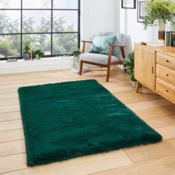 Jewel Green Shaggy Plain Modern Polyester Easy To Clean Rug For Living Room And Bedroom-120Cm X 170Cm - thumbnail 1