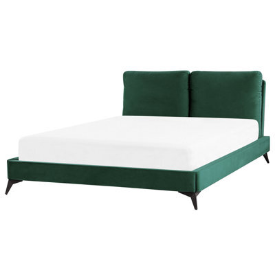 Beliani Bed Velvet Melle 160 X 200 Cm (Eu King Size) Emerald Green - image 1