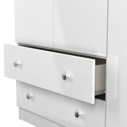 Yarmouth Ready Assembled Modern Matt White 2 Drawer Tall Triple Wardrobe (H)1960mm (W)1108mm (D)530mm - thumbnail 5