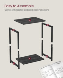 Songmics Metal Frame Duo, Two-Tier Side Tables For Living Space, Misty Grey And Classic Black - thumbnail 6