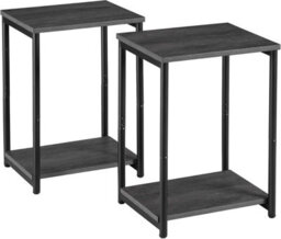 Songmics Metal Frame Duo, Two-Tier Side Tables For Living Space, Misty Grey And Classic Black - thumbnail 7