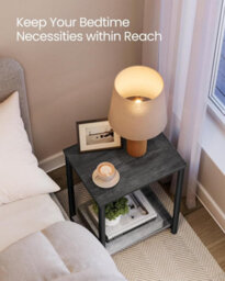 Songmics Metal Frame Duo, Two-Tier Side Tables For Living Space, Misty Grey And Classic Black - thumbnail 3