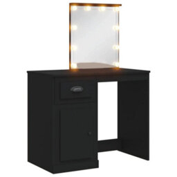 Berkfield Elegant Dressing Table With Led Lights Black 90X42X132.5 Cm