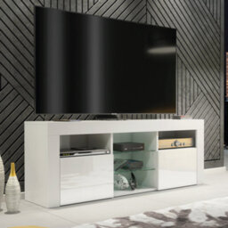 Pulse Tv Unit 145Cm White With High Gloss Doors And Led Lighting - Creative Furniture - thumbnail 8