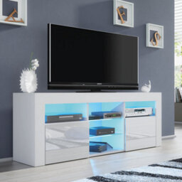 Pulse Tv Unit 145Cm White With High Gloss Doors And Led Lighting - Creative Furniture - thumbnail 6