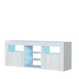 Pulse Tv Unit 145Cm White With High Gloss Doors And Led Lighting - Creative Furniture - thumbnail 5