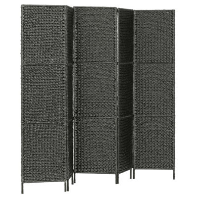 Berkfield Durable 5-Panel Room Divider Black 193X160 Cm Water Hyacinth - image 1