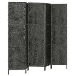 Berkfield Durable 5-Panel Room Divider Black 193X160 Cm Water Hyacinth
