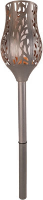 Netagon Luxform Lighting Battery Powered Charcoal Grey Metal Tulip Flame Candle Torch With Remote Control And Timer - image 1
