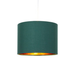 Happy Homewares Modern Forest Green Cotton Fabric Small 8 Lamp Shade With Shiny Copper Inner - thumbnail 2